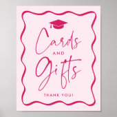 Modern Roze Wavy Afstuderen Kaarten en geschenken Poster (Voorkant)