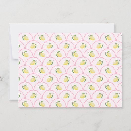 Modern roze Wavy Border Citrus Baby shower Bedankkaart (Achterkant)