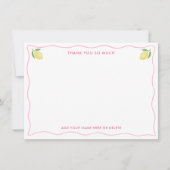 Modern  roze Wavy Border Citrus Baby shower Bedankkaart (Voorkant)
