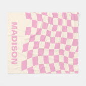 Modern roze Wavy geruit patroon monogram Fleece Deken (Voorkant (Horizontaal))