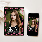 Modern Roze Wavy Lijst Afstudeerder 2 Foto Afstude Aankondiging