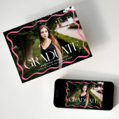 Modern Roze Wavy Lijst Afstuderen 2 Foto Afstudere Aankondiging