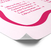 Modern Roze Wavy Lijst Alfabetische Zitting Grafie Poster (Hoek)
