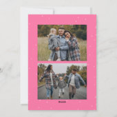 Modern Roze Wavy Lijst Vrolijk Kerstfeest 3 Foto Feestdagenkaart (Achterkant)