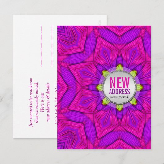 Modern Roze We hebben het nieuwe Briefkaart Adres (Voorkant / Achterkant)