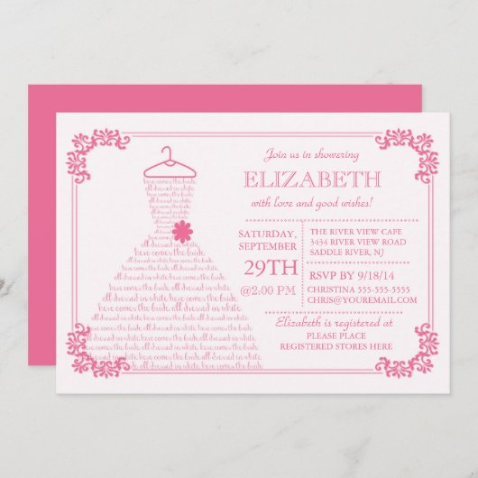 Modern  Roze Weddenschap Vrijgezellenfeest Kaart (Voorkant / Achterkant)