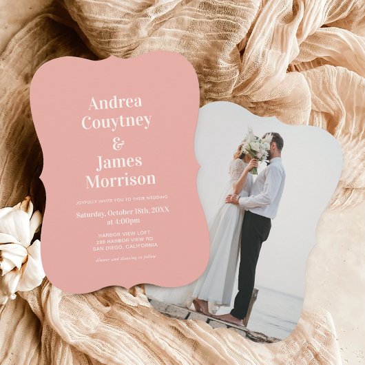 Modern Roze Wedding Kaart