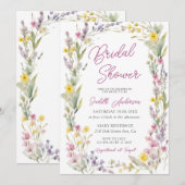 Modern roze Wildflower Vrijgezellenfeest Kaart (Voorkant / Achterkant)