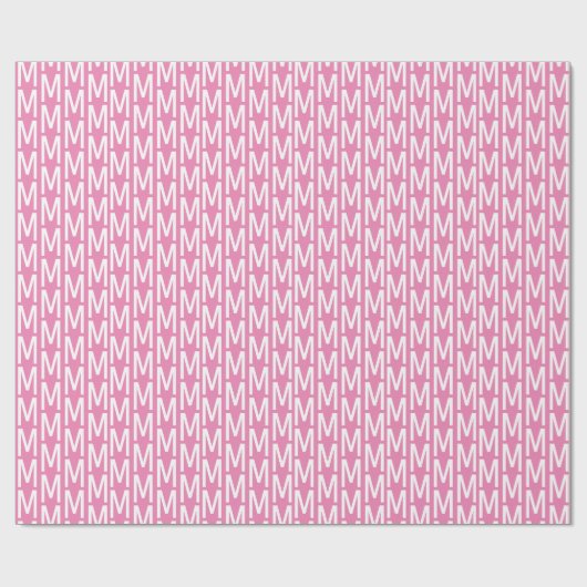 Modern roze, wit aangepast monogram initiaal patro cadeaupapier (Vlak)