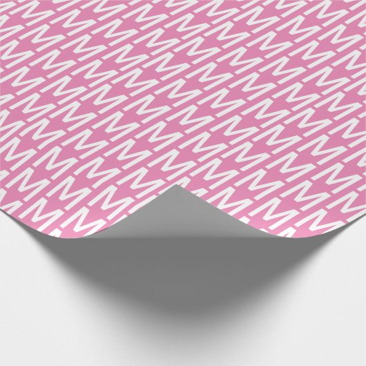 Modern roze, wit aangepast monogram initiaal patro cadeaupapier (Hoek)