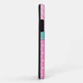 Modern roze, wit, aqua polka dot & strepen Case-Mate iPhone case (Achterkant/rechts)