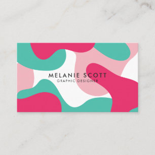 Modern roze wit blauwgroen abstract patroon minima visitekaartje