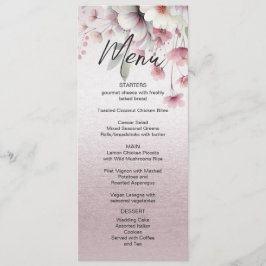 Modern Roze Wit Bloemen Bruiloft Menu
