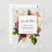 Modern Roze & Wit Bloemen Bruiloft Save the Date Briefkaart (Voorkant / Achterkant)
