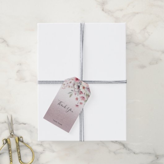 Modern roze wit bloemencadeau Label Cadeaulabel (Met Touw)