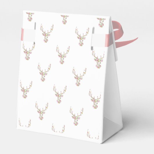 Modern roze wit  bloemenhert hoofd bedankdoosjes (Achterkant)