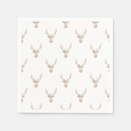Modern roze wit  bloemenhert hoofd servetten (Voorkant)
