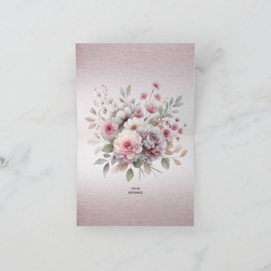 Modern roze wit bloemenkaart dank u kaart (Binnen)