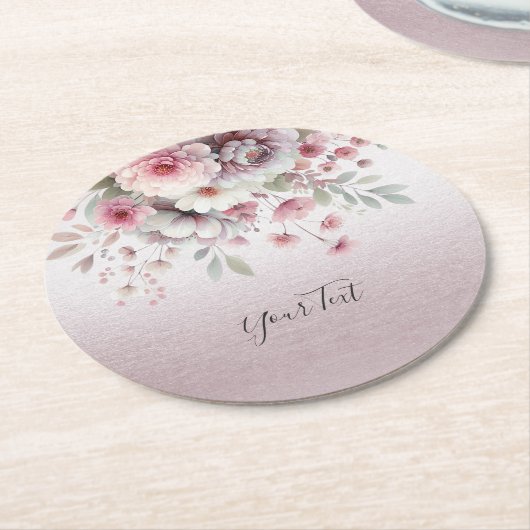 Modern roze wit bloemenpapier Onderzetter (Gebogen)