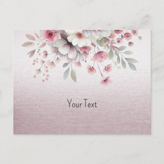 Modern roze wit bloemig Briefkaart (Voorkant)