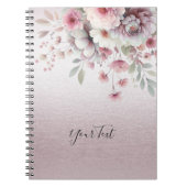 Modern roze wit bloemig Notitieboek (Voorkant)