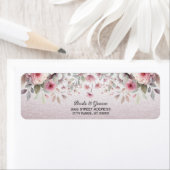 Modern roze wit bloemig retour adres label (Insitu)