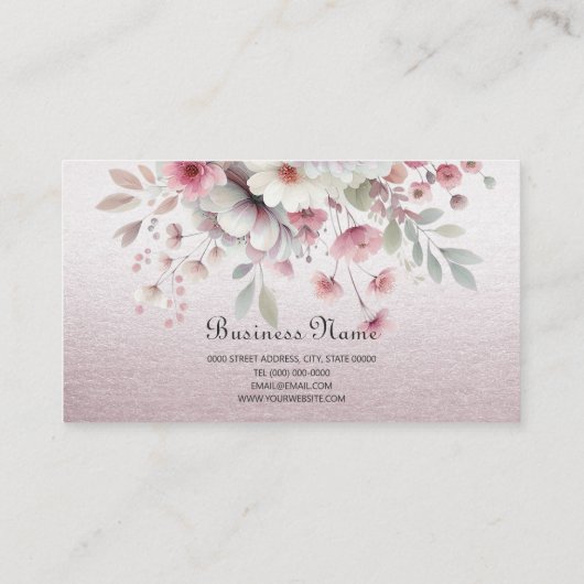 Modern roze wit bloemig Visitekaartje (Achterkant)