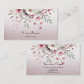 Modern roze wit bloemig Visitekaartje (Voorkant / Achterkant)