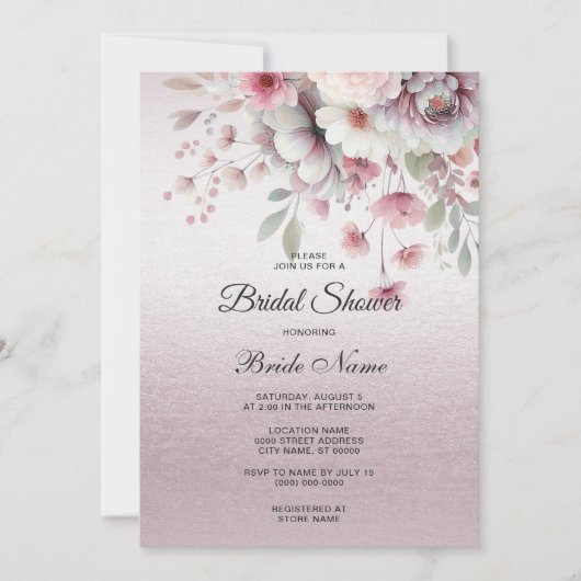 Modern roze wit bloemig Vrijgezellenfeest Kaart (Voorkant)