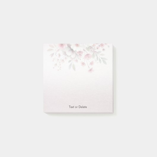 Modern roze wit bloempaal merkt het op post-it® notes (Voorkant)