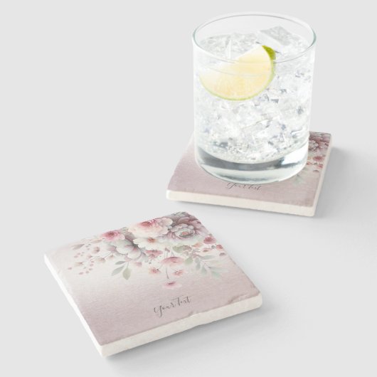 Modern roze wit bloemstenen Onderzetter (Zijkant)