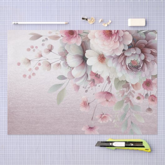Modern roze wit bloemweefselpapier tissuepapier (Craft)