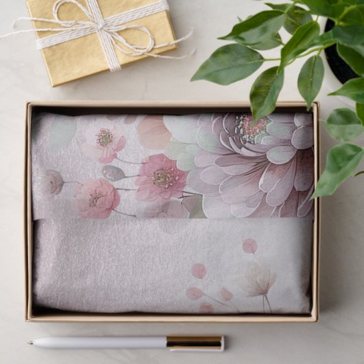 Modern roze wit bloemweefselpapier tissuepapier (Geschenk)