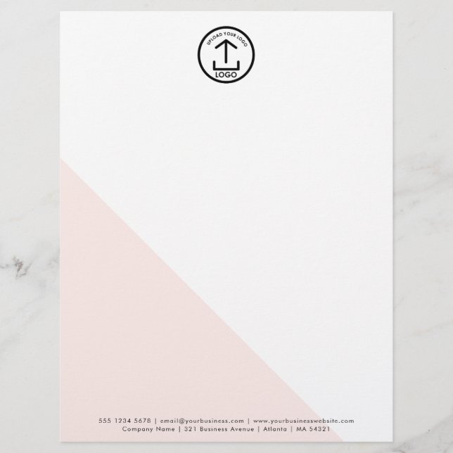 Modern Roze Wit Business Logo Letterhead Briefhoofd (Voorkant)