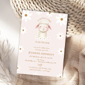 Modern Roze Wit Daisy Little Lamb Baby shower Kaart
