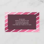 Modern roze wit diagonaal strepen Visitekaartje (Achterkant)