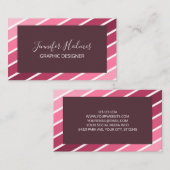Modern roze wit diagonaal strepen Visitekaartje (Voorkant / Achterkant)
