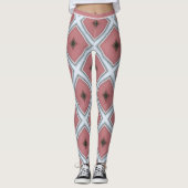 Modern roze wit geometrisch stijlvol patroon leggings (Voorkant)
