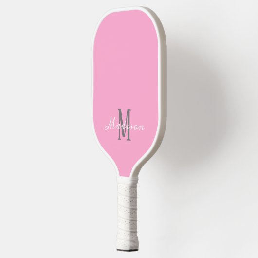 Modern roze wit grafisch script gepersonaliseerd pickleball paddle (Links)