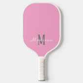 Modern roze wit grafisch script gepersonaliseerd pickleball paddle (Voorkant)