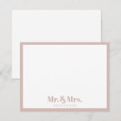 Modern Roze Wit meneer en mevrouw.Uw achternaam Notitiekaartje (Voorkant / Achterkant)
