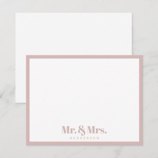 Modern Roze Wit meneer en mevrouw.Uw achternaam Notitiekaartje (Voorkant / Achterkant)