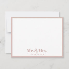 Modern Roze Wit meneer en mevrouw.Uw achternaam Notitiekaartje