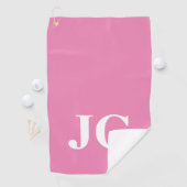 Modern Roze Wit Monogram Initialen Golfhanddoek (Insitu)