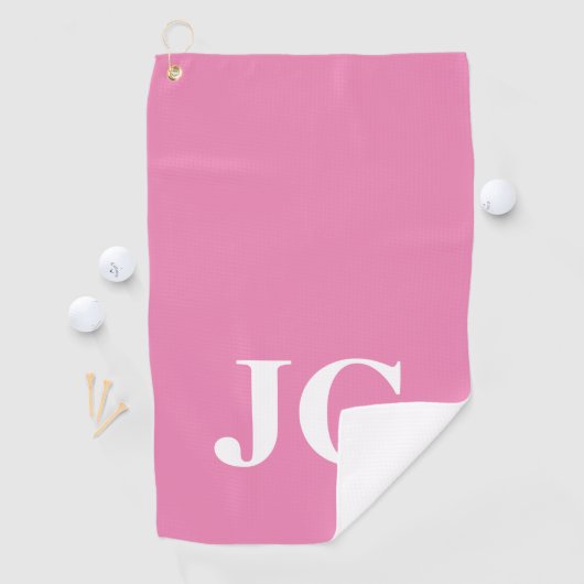 Modern Roze Wit Monogram Initialen Golfhanddoek (Insitu)