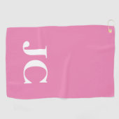 Modern Roze Wit Monogram Initialen Golfhanddoek (Horizontaal)