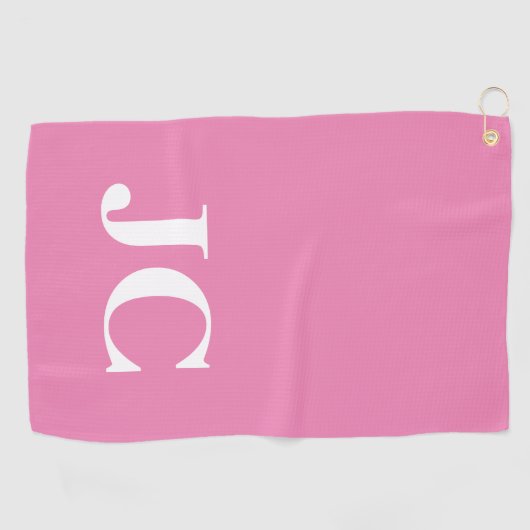 Modern Roze Wit Monogram Initialen Golfhanddoek (Horizontaal)