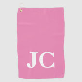 Modern Roze Wit Monogram Initialen Golfhanddoek (Voorkant)
