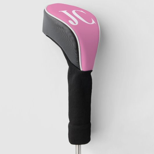 Modern Roze Wit Monogram Initialen Golfheadcover (Schuin)