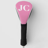 Modern Roze Wit Monogram Initialen Golfheadcover (Voorkant)